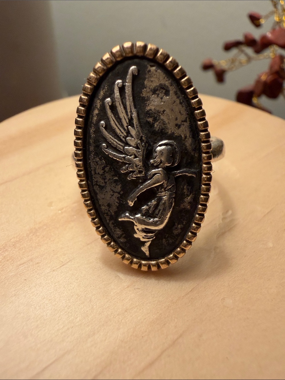 *RETIRED* RARE James Avery Bronze & 925 Silver Seraphina Angel Oval Ring